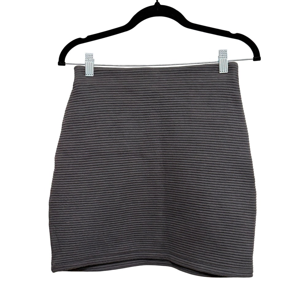 Aritzia Wilfred Free Dark Grey Ribbed Mini Skirt S Clean Girl Minimalist Basic